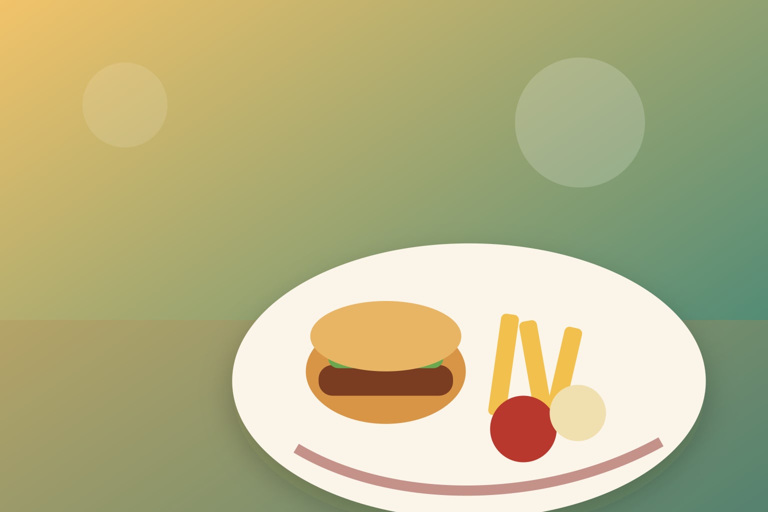 Burger, fries, tapas, and sauce on a casual sunny table.