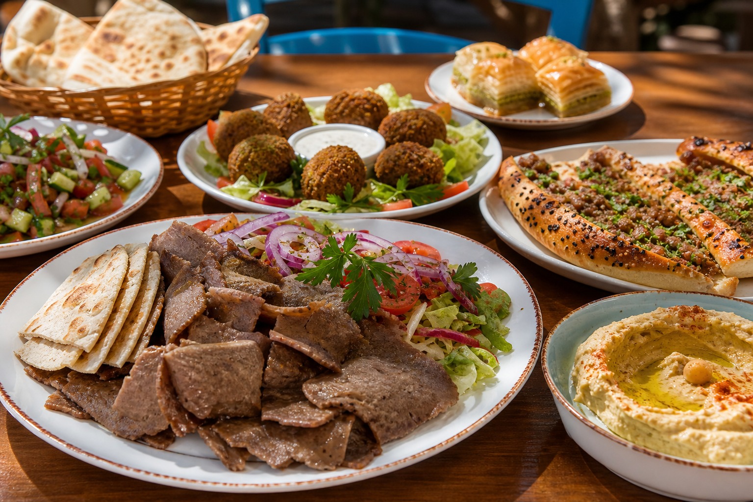 Canarian fish, papas arrugadas, salad, and homestyle dishes on a sunny table
