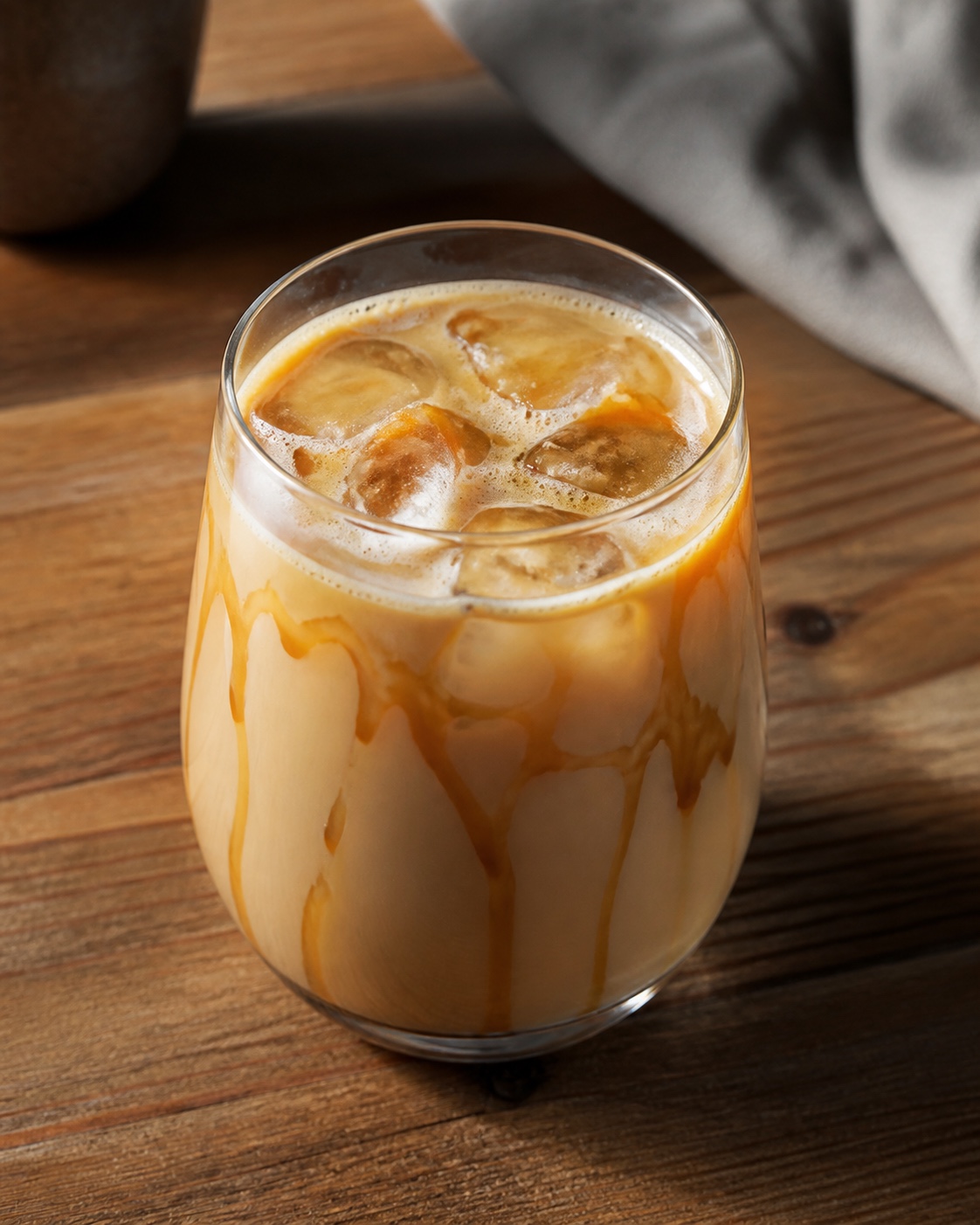 Latte frío de caramelo representativo