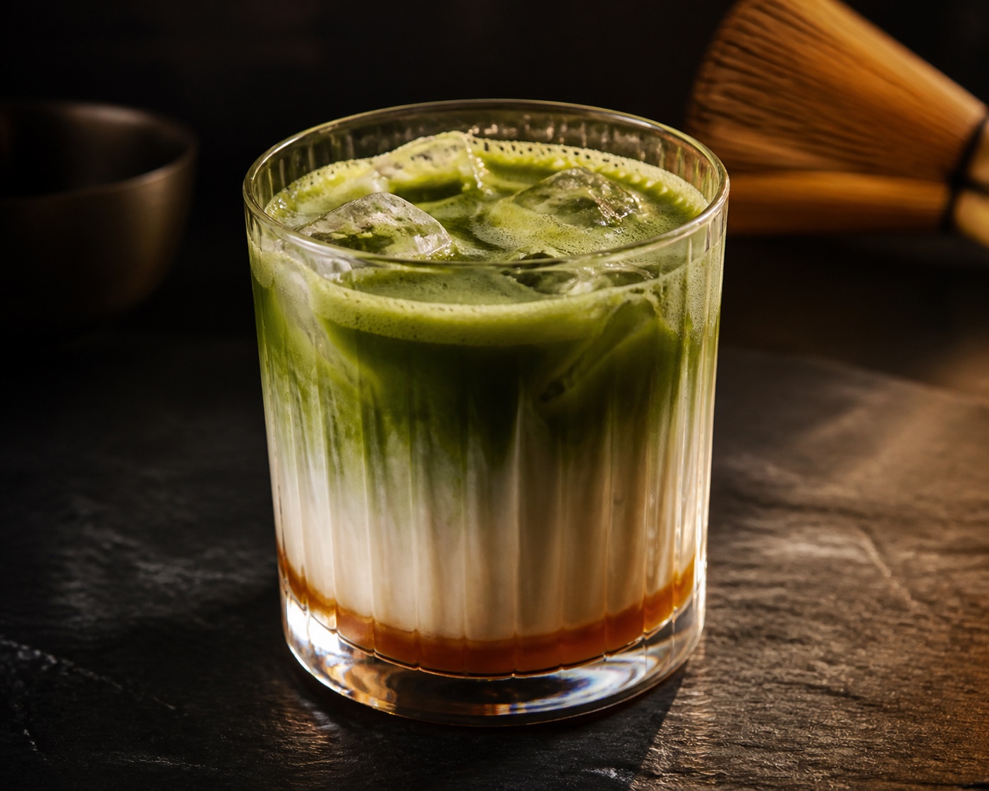 Matcha frío de caramelo representativo