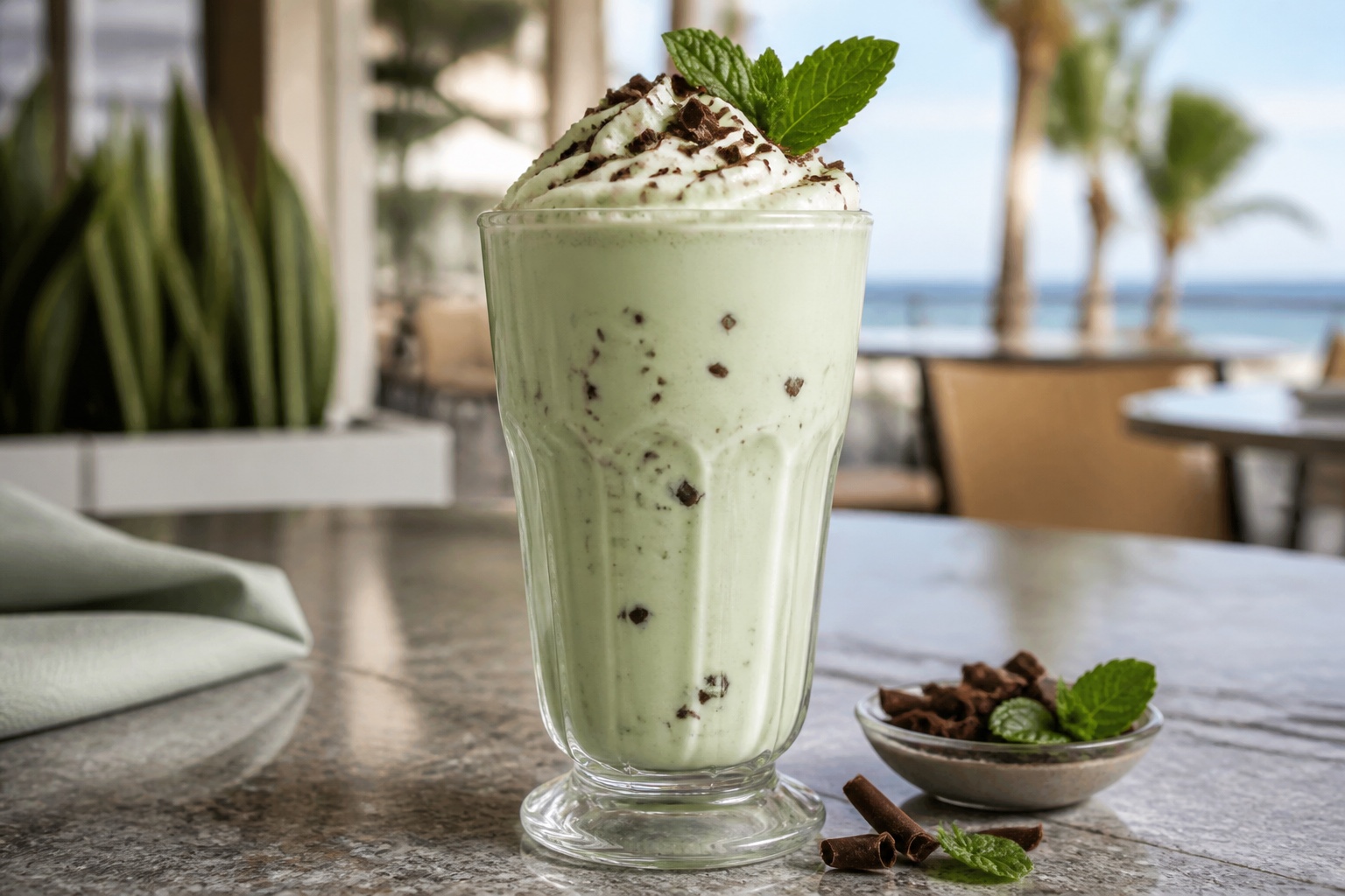 Batido representativo de menta y chocolate
