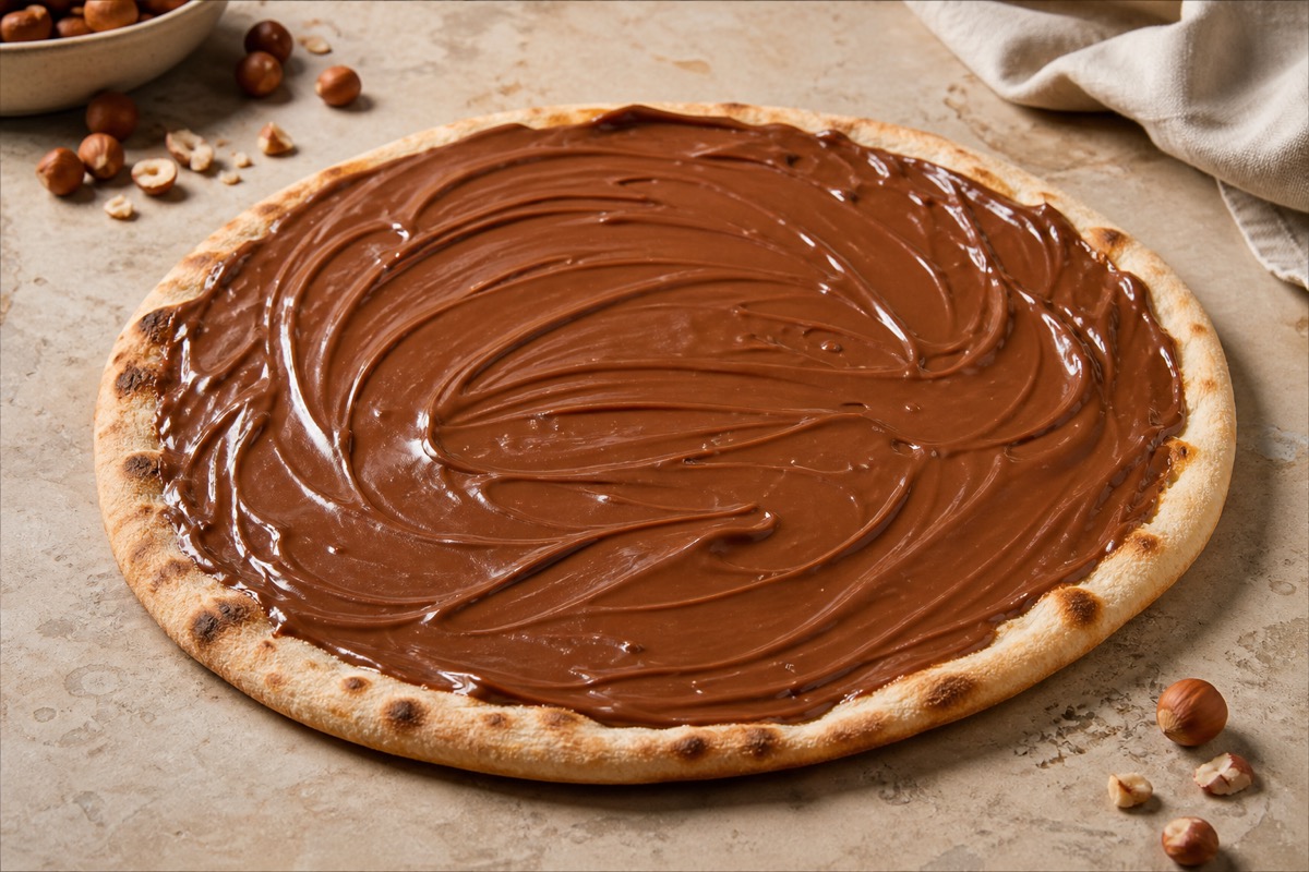 Chocolate-hazelnut sweet pizza