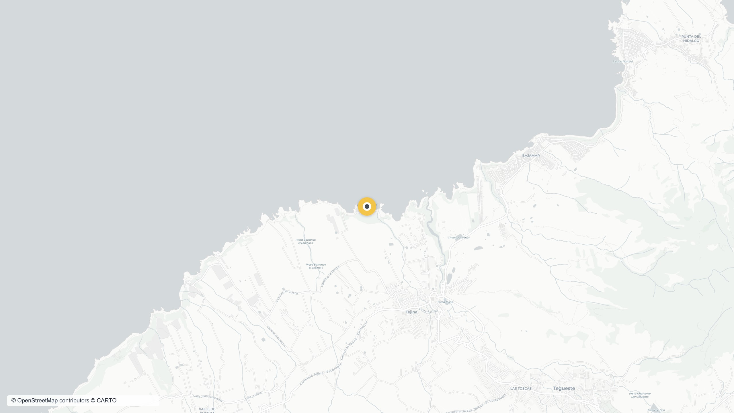 Map of the Piscina Natural de Jover on the Tejina coast between Bajamar and the Jover shoreline.
