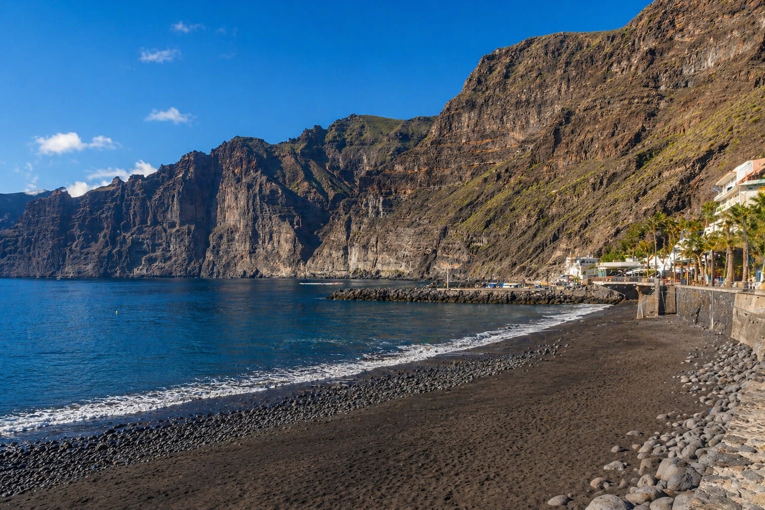 View of Playa de los Guios beside the Los Gigantes cliffs.