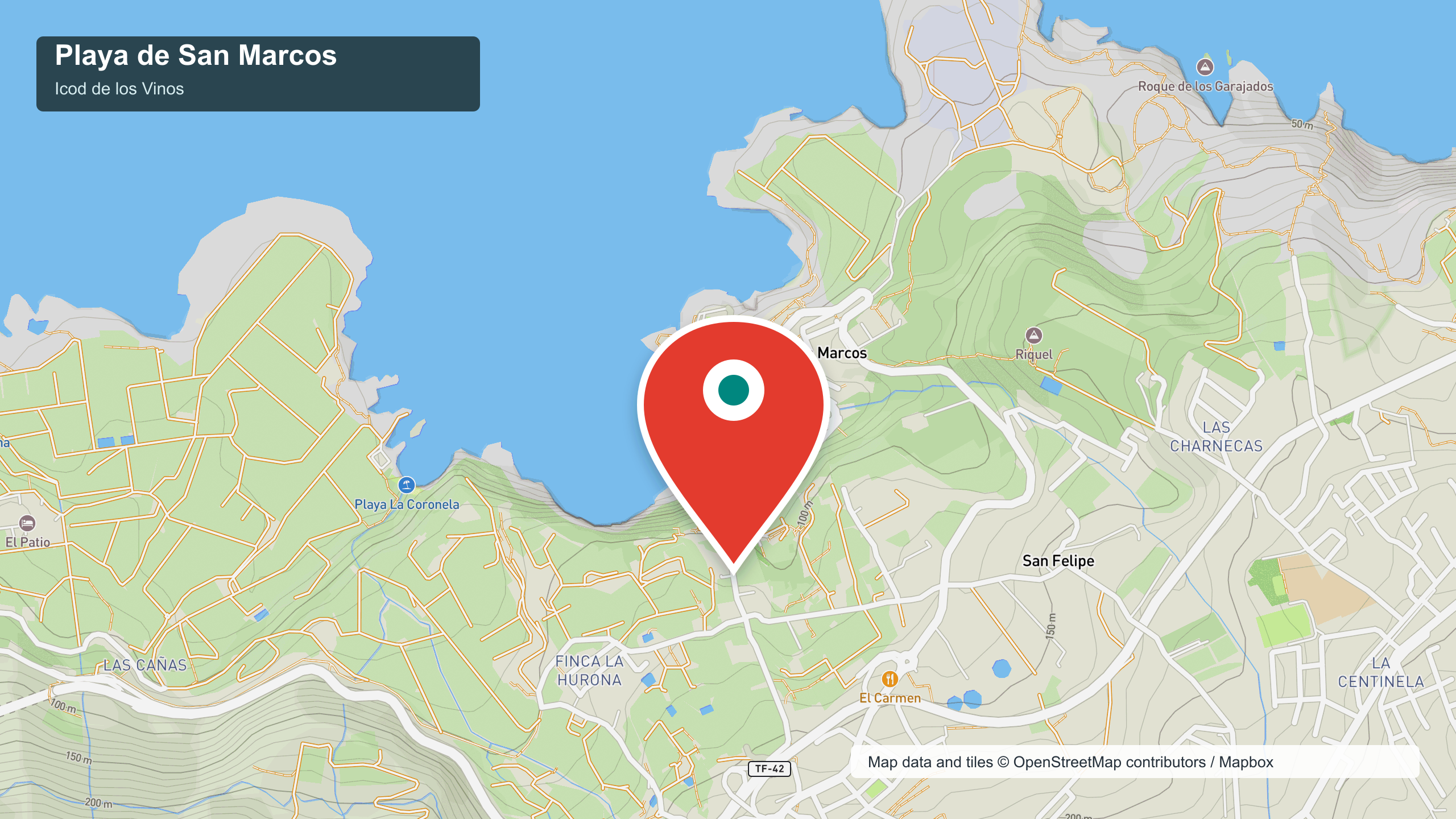 Map view of Playa de San Marcos and the sheltered Icod de los Vinos bay.