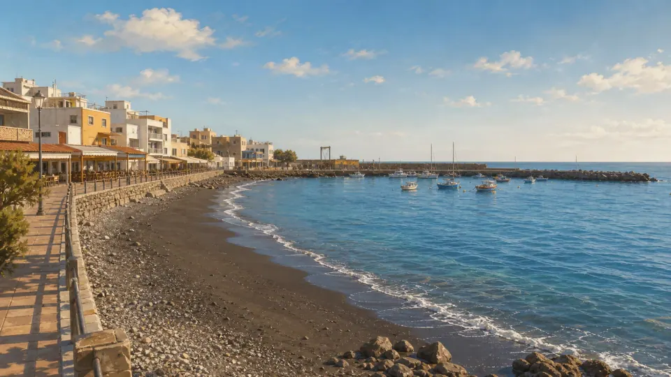 Illustrative PlayaGo view from the promenade near the west side, representing the Las Galletas beach setting.