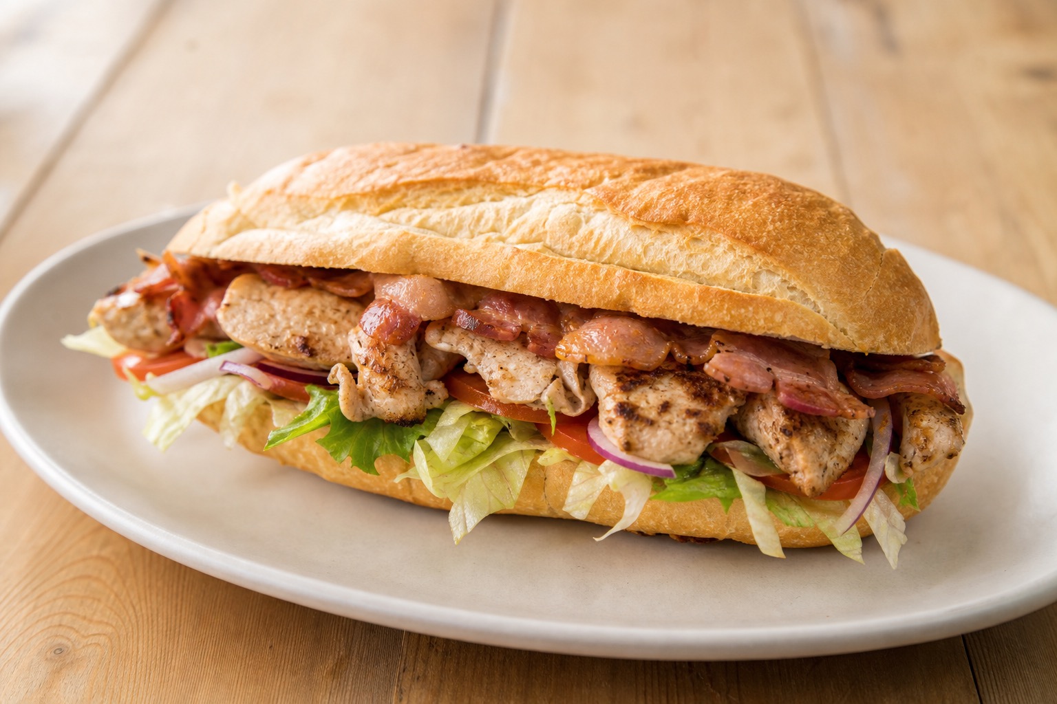 Grilled chicken, bacon and mixed salad
