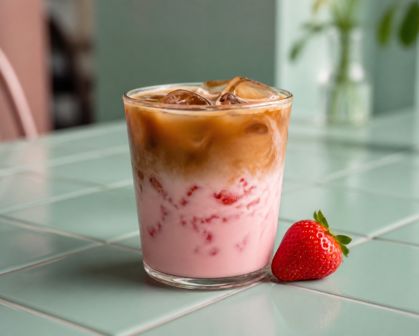 Latte frío de fresa representativo