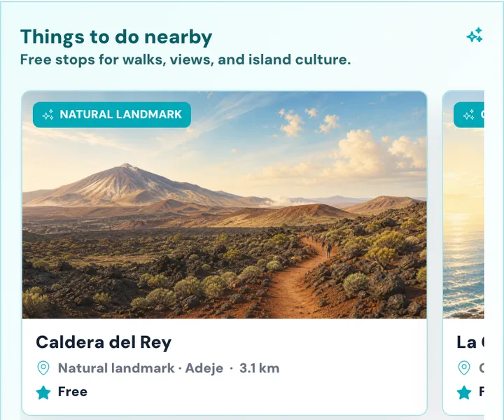 PlayaGo nearby viewpoint ideas on a beach page.